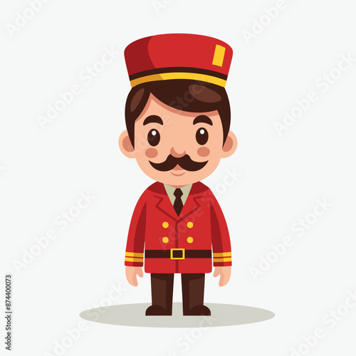 Doorman  with mustachecartoon character illustration