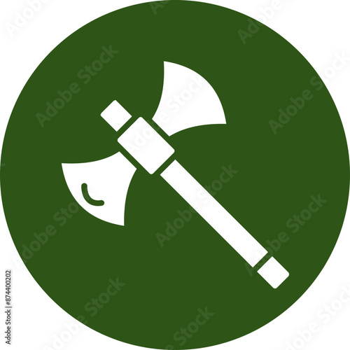 Axe Glyph Green Circle Icon