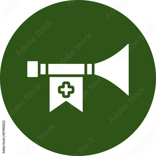 Trumpet Glyph Green Circle Icon