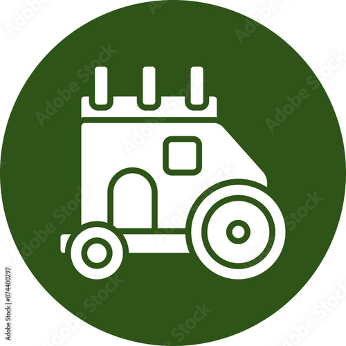Caravan Glyph Green Circle Icon