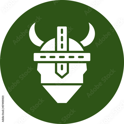 Viking Helmet Glyph Green Circle Icon