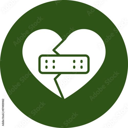 Heartbroken Glyph Green Circle Icon