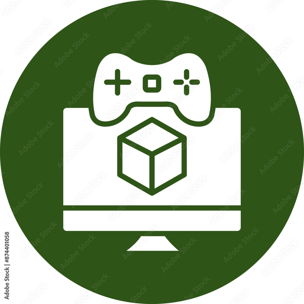 Simulation Glyph Green Circle Icon Simulation Glyph Green Circle Icon
