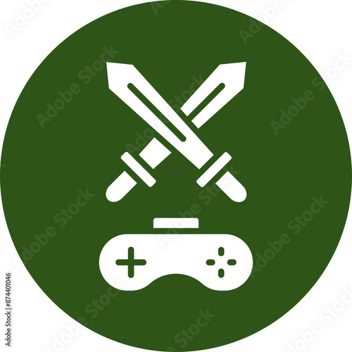 Adventure Game Glyph Green Circle Icon