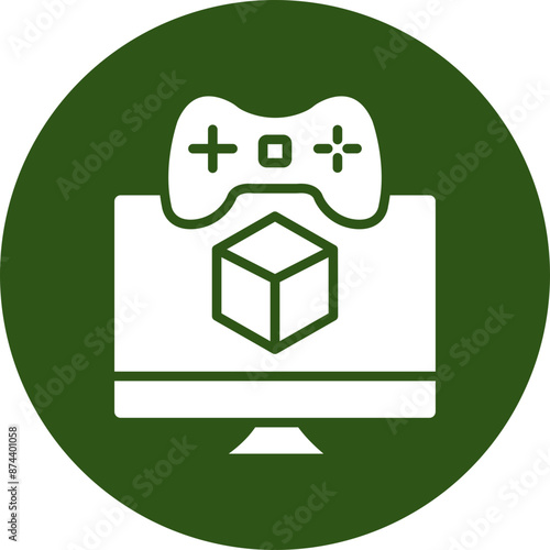 Simulation Glyph Green Circle Icon