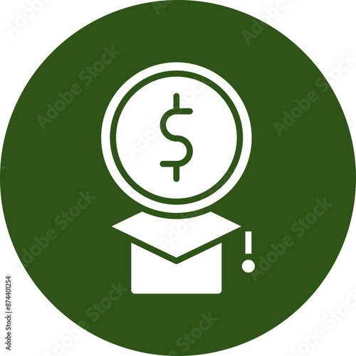 Education Cost Glyph Green Circle Icon