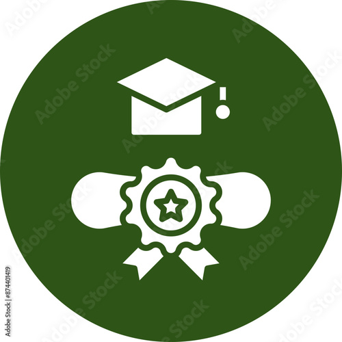 Bachelors Degree Glyph Green Circle Icon