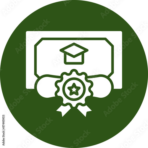 Diplomas Glyph Green Circle Icon