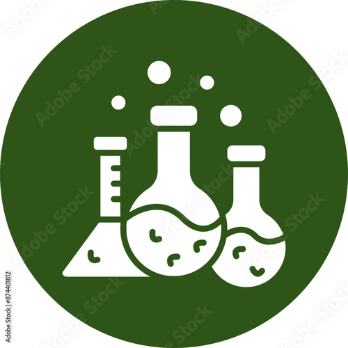 Flasks Glyph Green Circle Icon