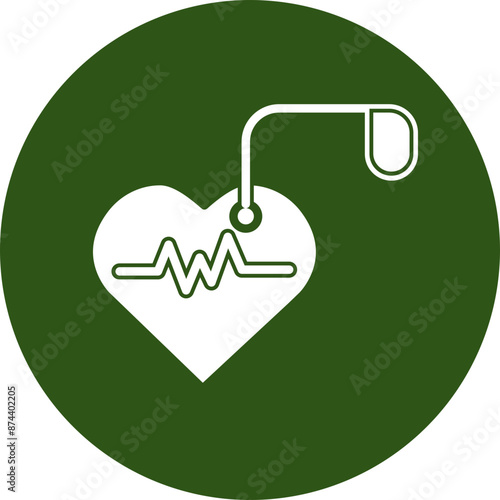 Pacemaker Vector Glyph Green Circle Icon