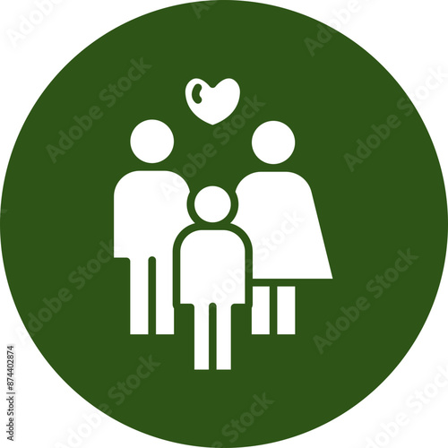 Family Vector Glyph Green Circle Icon