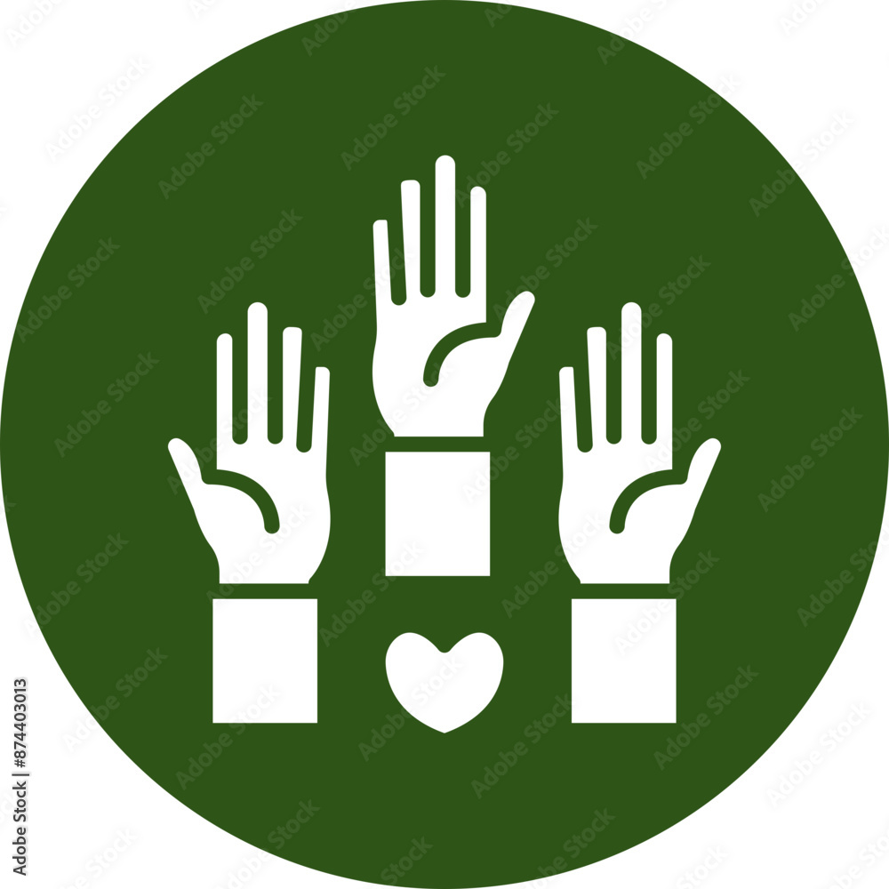 Fototapeta premium Volunteering Vector Glyph Green Circle Icon