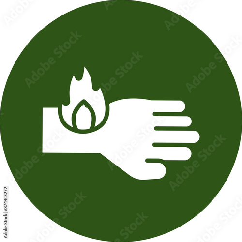 Flaming Skin Vector Glyph Green Circle Icon