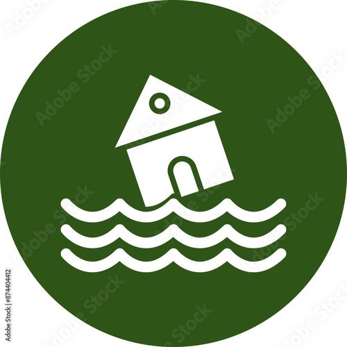 Flood Vector Glyph Green Circle Icon