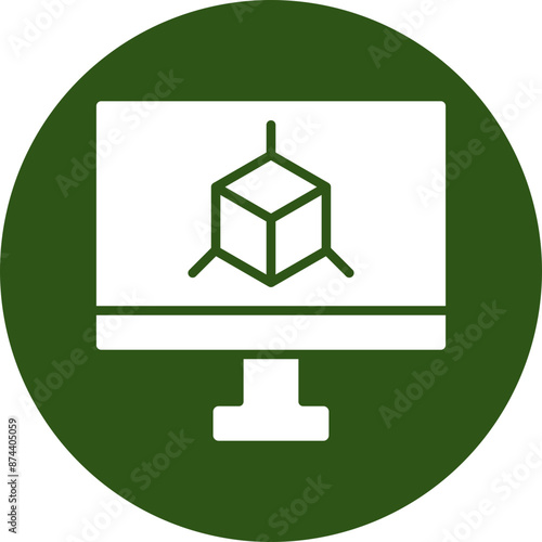 3d Software Glyph Green Circle Icon