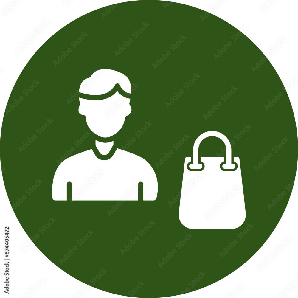 Man Shopping Glyph Green Circle Icon Man Shopping Glyph Green Circle Icon