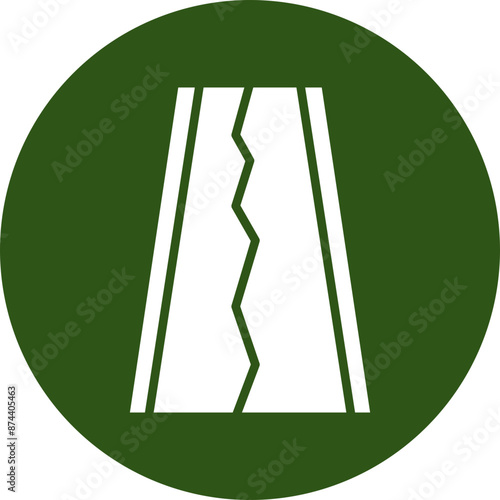 Road Glyph Green Circle Icon
