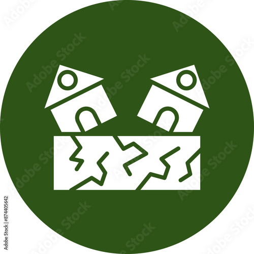 Earthquake Glyph Green Circle Icon