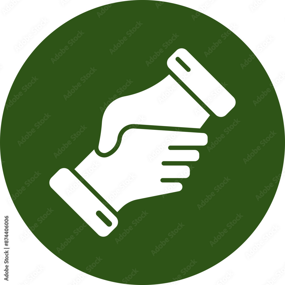 Partnership Handshake Glyph Green Circle Icon Partnership Handshake Glyph Green Circle Icon
