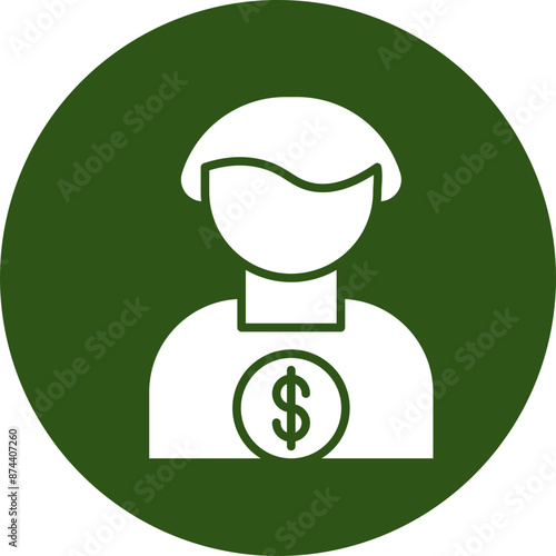 Customer Glyph Green Circle Icon