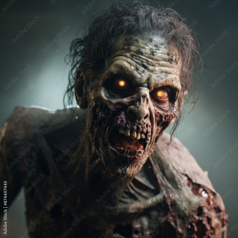 Zombie, living dead, close-up portrait. A concept for horror Zombie, living dead, close-up portrait. A concept for horror