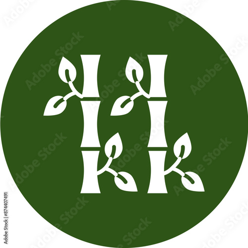 Bamboo Glyph Green Circle Icon