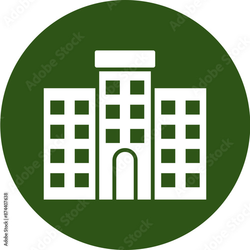 Hotel Glyph Green Circle Icon