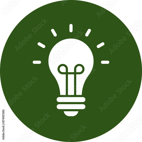 Bulb Glyph Green Circle Icon