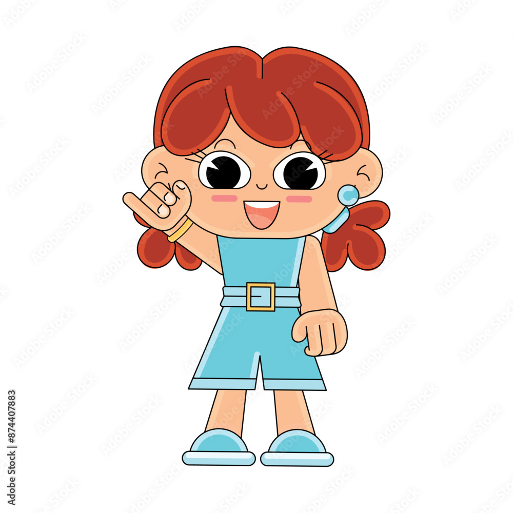 Happy girl cartoon kawaii Vector illustration Happy girl cartoon kawaii Vector illustration