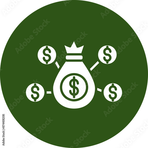 Crowdfunding Glyph Green Circle Icon
