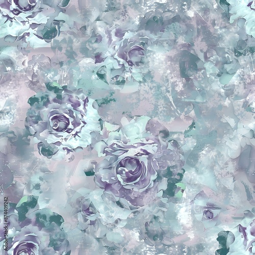Vintage-inspired floral pattern with large-scale cabbage roses