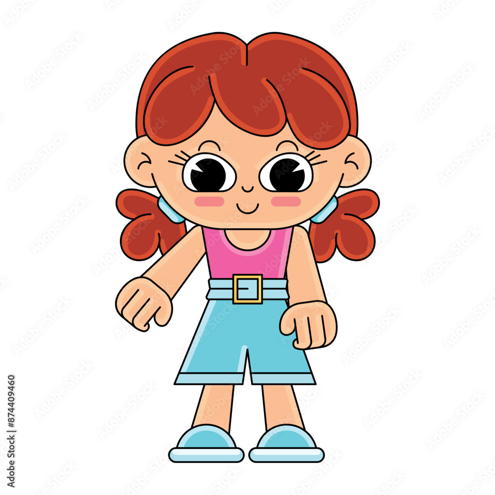 Happy girl cartoon kawaii Vector illustration Happy girl cartoon kawaii Vector illustration
