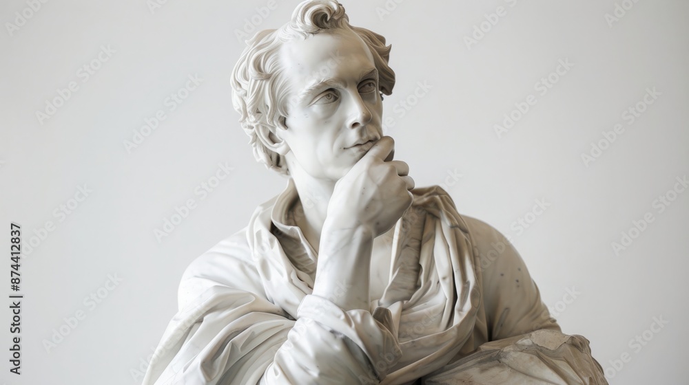 Marble bust sculpture portraying renowned French scientist and mathematician Marble bust sculpture portraying renowned French scientist and mathematician