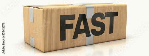 Urgent Shipment Package - ASAP Sticker, Cardboard Box, Shipping Facility photo