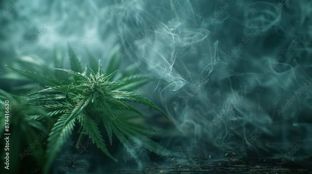 Medicinal Marijuana: Smoke-Infused Cannabis Sativa Leaves on Wooden Table Medicinal Marijuana: Smoke-Infused Cannabis Sativa Leaves on Wooden Table