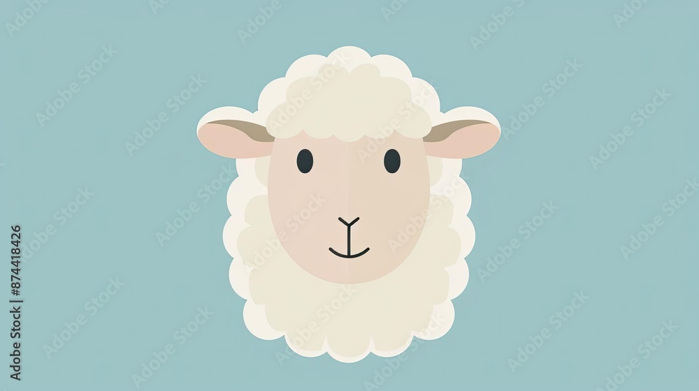 Cute cartoon illustration of a smiling sheep head on a pastel blue background, perfect for children's designs and educational materials. Cute cartoon illustration of a smiling sheep head on a pastel blue background, perfect for children's designs and educational materials.