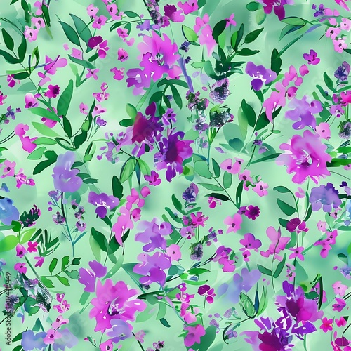 Watercolor Style Floral Pattern for Fabric and Wallpaper