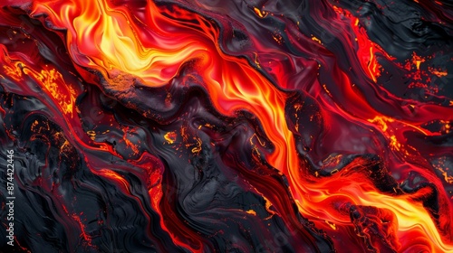 Experience the closeup view of molten lava during a volcanic eruption, feeling the raw power of nature