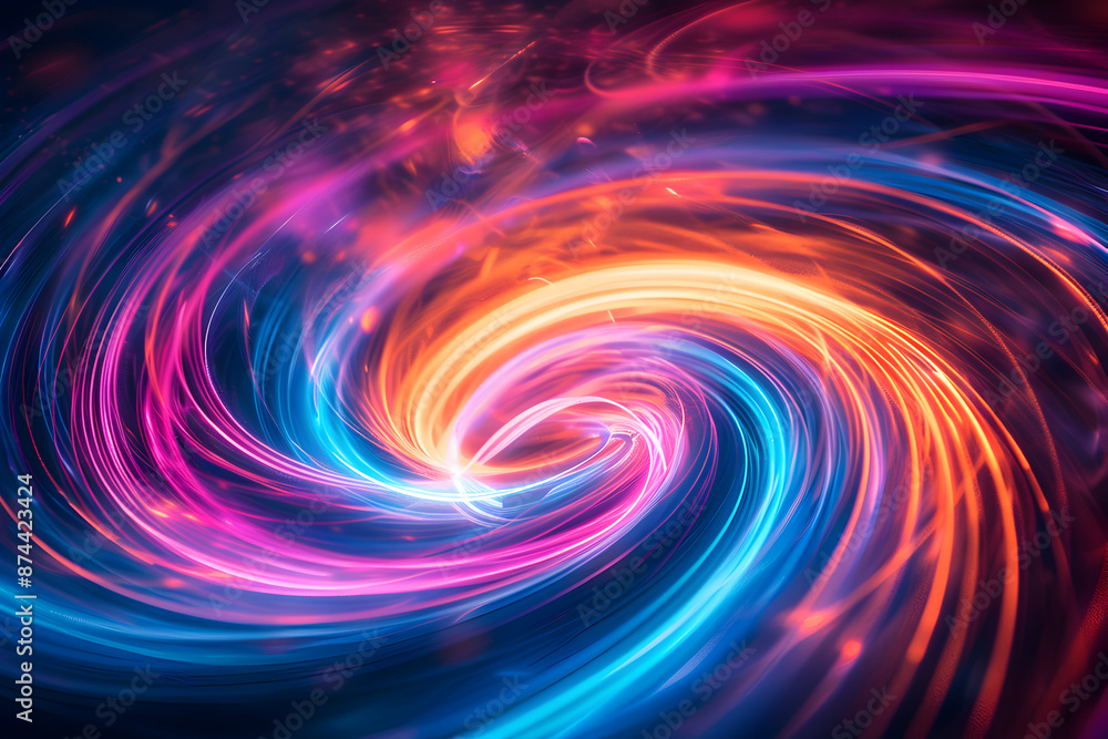 Abstract Neon Swirl Symphony in dark background Abstract Neon Swirl Symphony in dark background