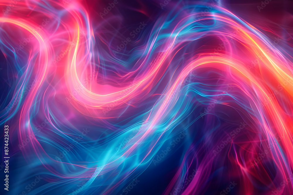 Obraz premium Abstract Neon Swirl Symphony in dark background