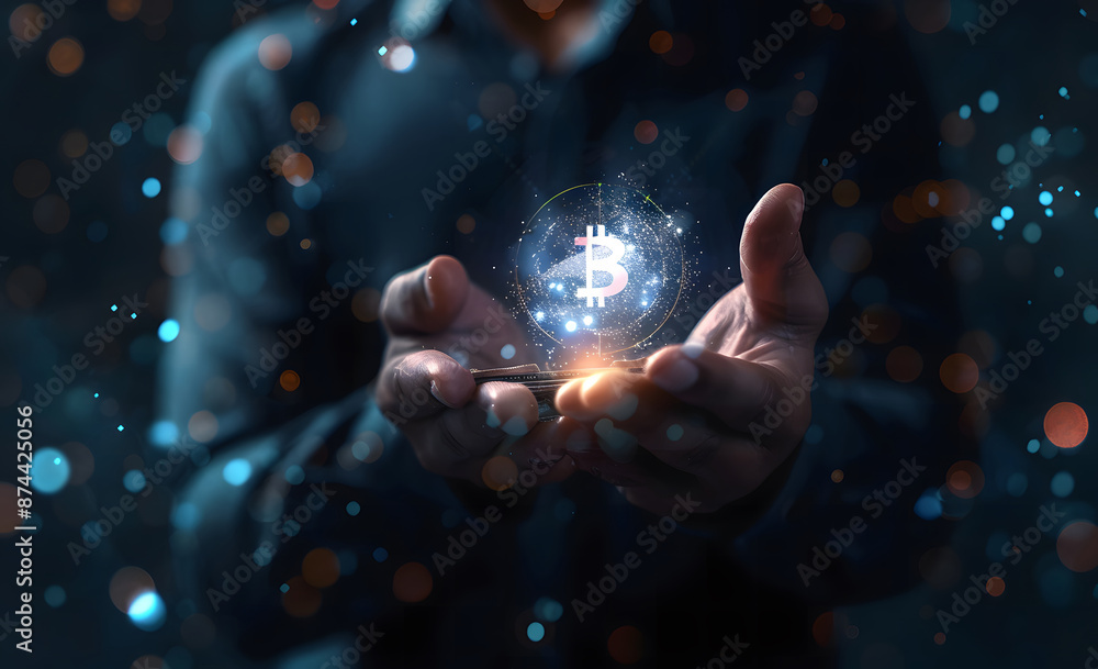 Trader holding growing stock on virtual screen for investment in trading. planning and strategy, Stock market, Business growth design Trader holding growing stock on virtual screen for investment in trading. planning and strategy, Stock market, Business growth design