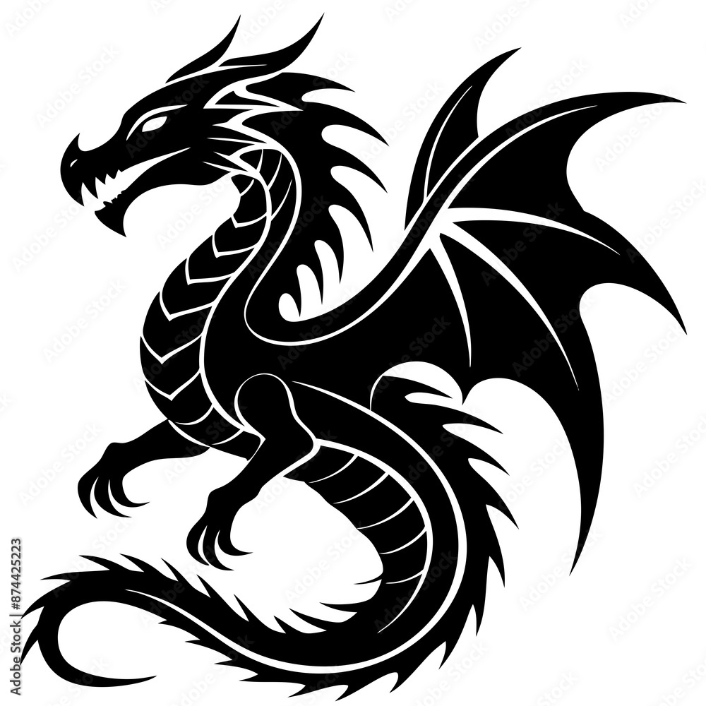 custom made wallpaper toronto digitalblack and white dragon vector art illustration