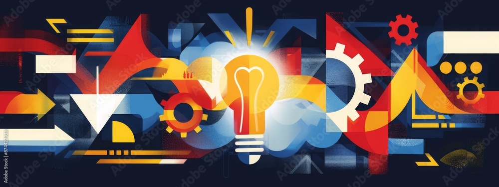 Innovation with Arrows, Gears, and Light Bulb - Strategic Thinking, Creative Problem Solving, and Dynamic Concepts Innovation with Arrows, Gears, and Light Bulb - Strategic Thinking, Creative Problem Solving, and Dynamic Concepts
