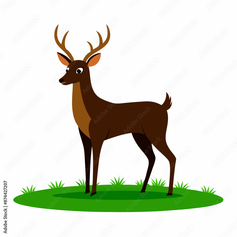 Fototapeta premium Deer in the grass vector silhouette 