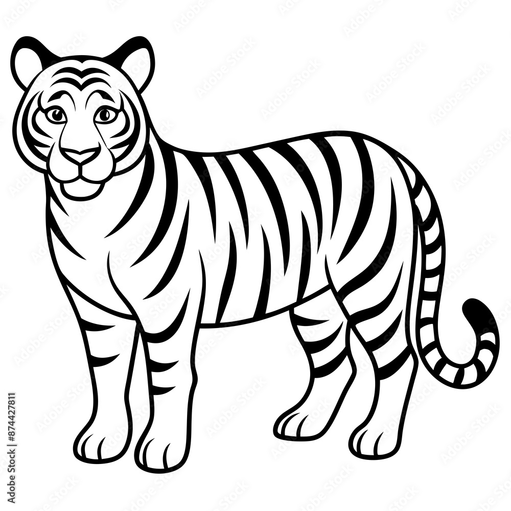 Fototapeta premium Tiger coloring pages black and white