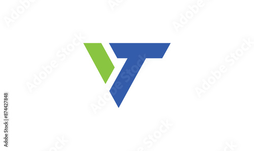 Letter v t in triangle unique logo template, v t letter business logo