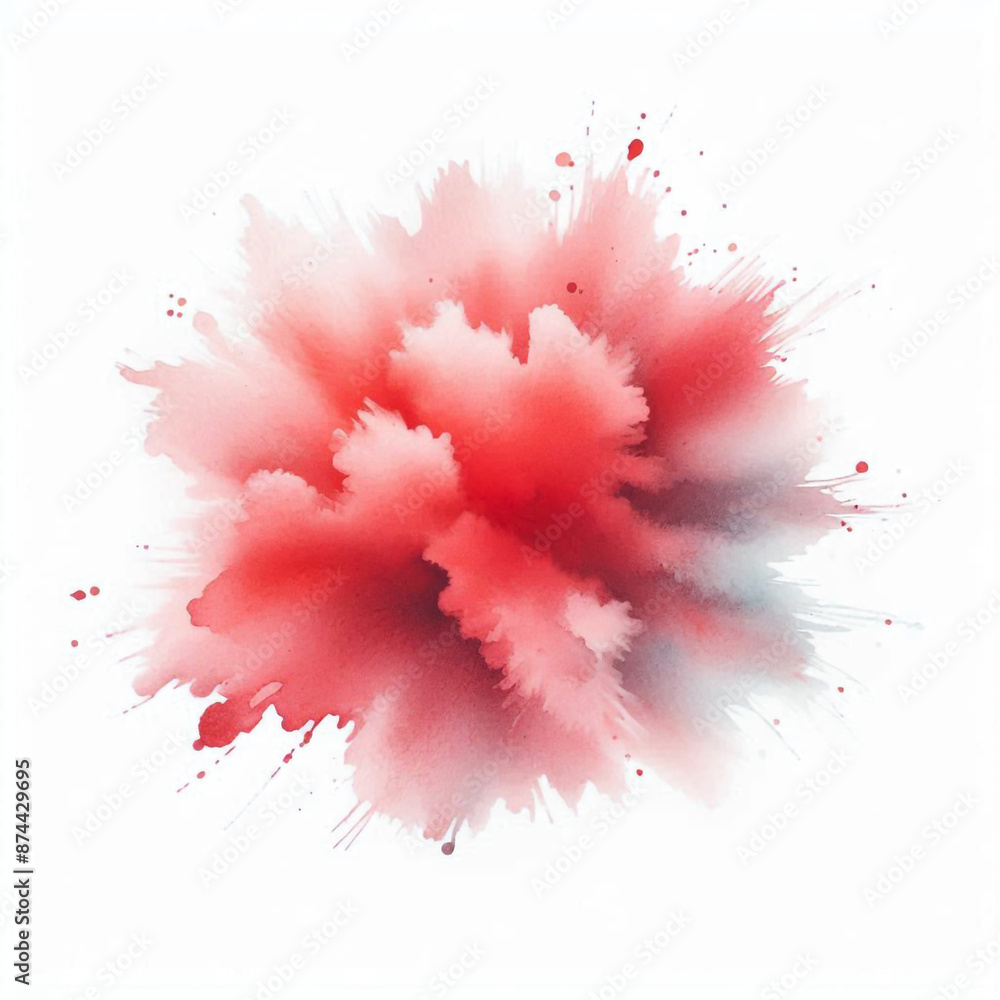 Single Soft Red Watercolor Splash on White Background Single Soft Red Watercolor Splash on White Background