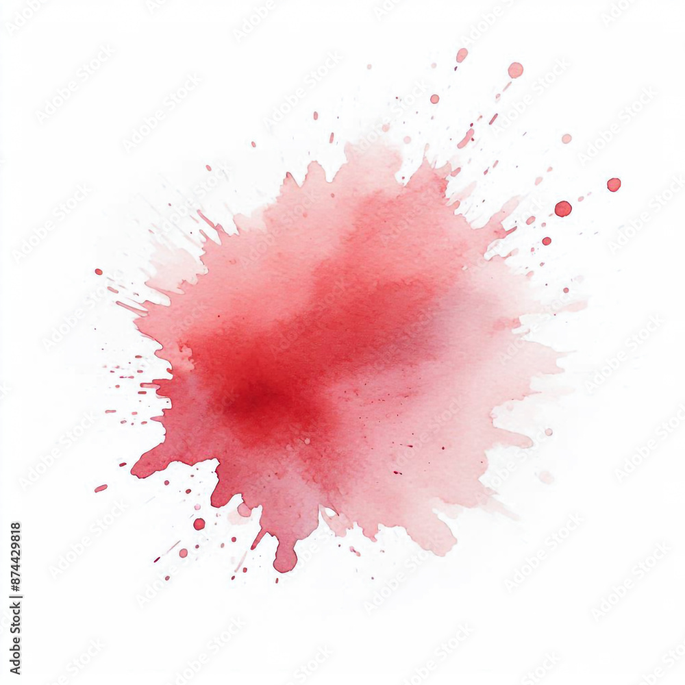 Single Soft Red Watercolor Splash on White Background Single Soft Red Watercolor Splash on White Background