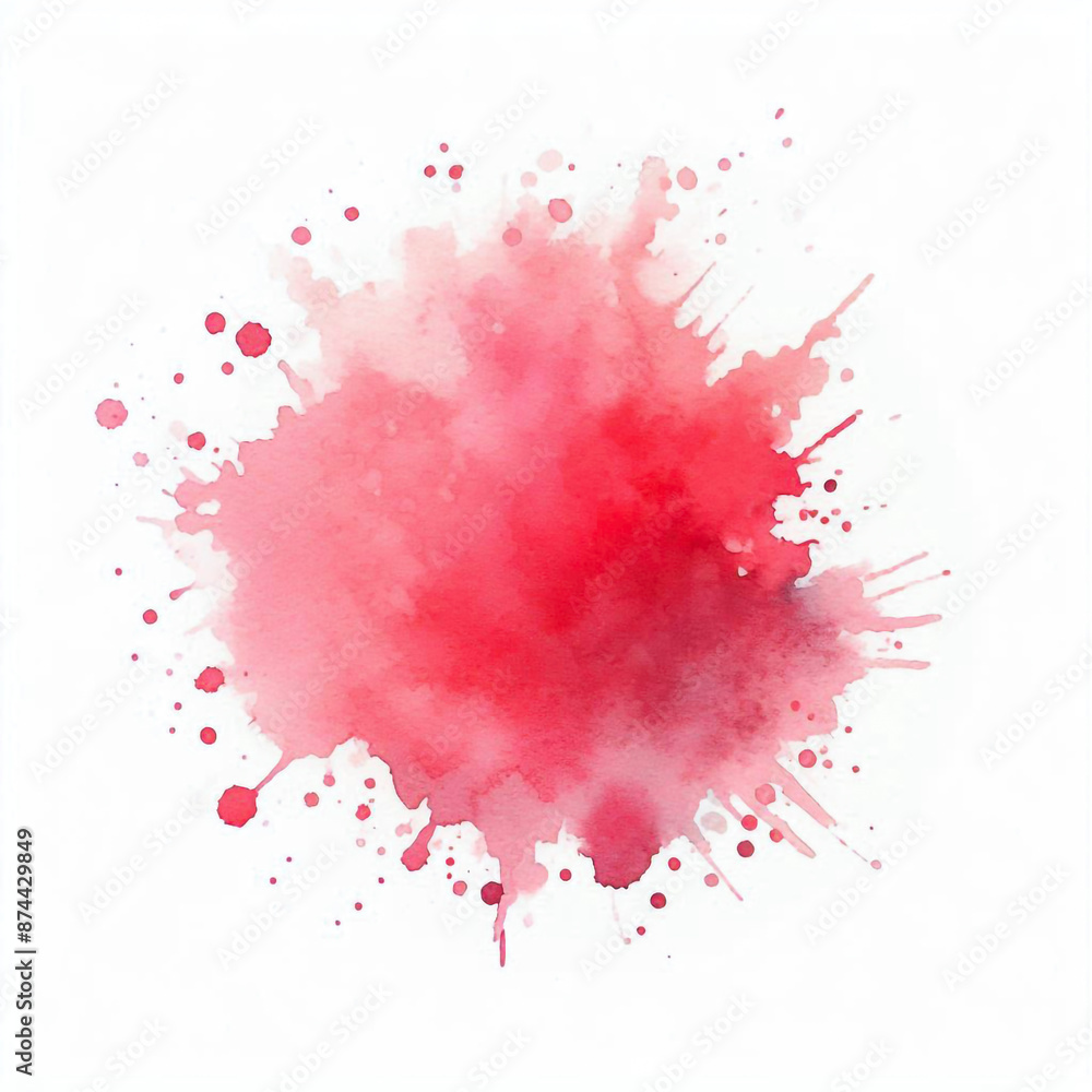 Fototapeta premium Single Soft Red Watercolor Splash on White Background