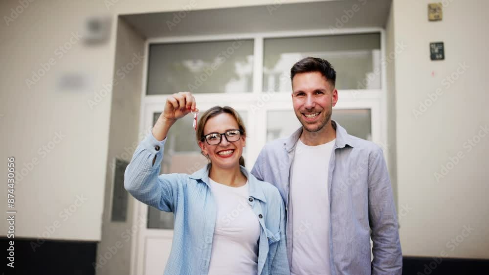 Happy Couple Smiling with House Keys Happy Couple Smiling with House Keys